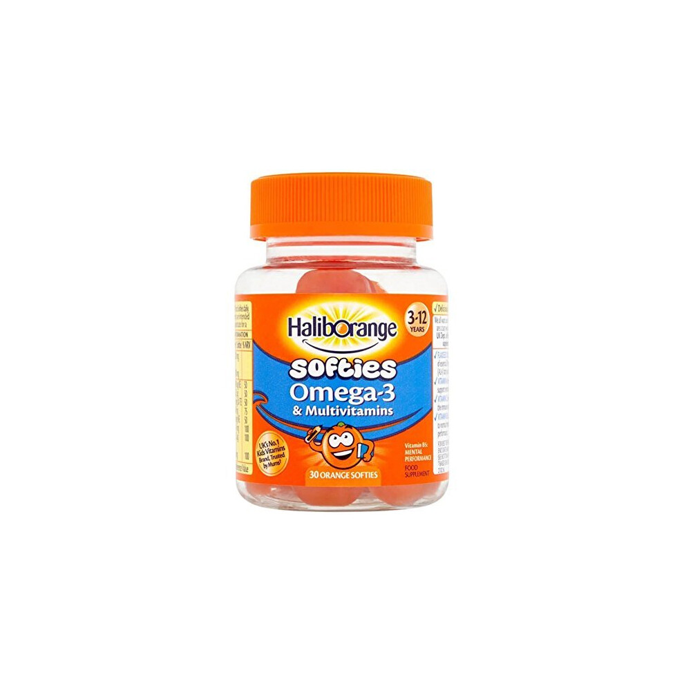 TWO PACKS of Haliborange Softies Omega-3 & Multivitamins 30 Orange Softies