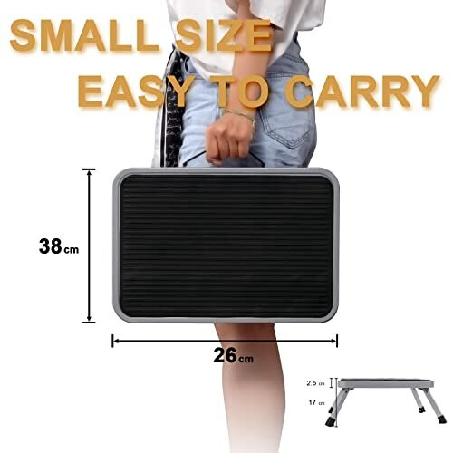 Folding Steel Step Stool - Portable One-Step Ladder with Non-Skid Plastic Platform, 330 lb Capacity, Foldable Footstool 2