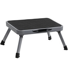 Folding Steel Step Stool - Portable One-Step Ladder with Non-Skid Plastic Platform, 330 lb Capacity, Foldable Footstool