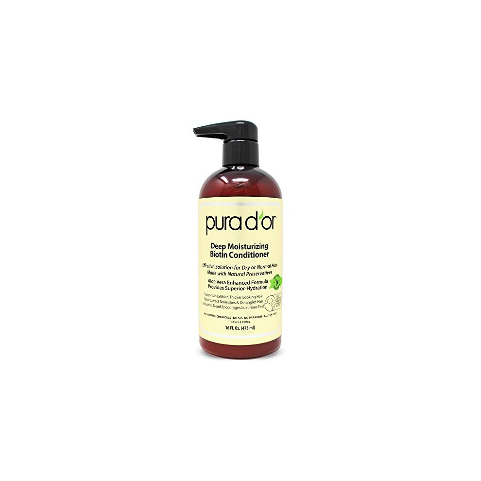 PURA DOR Biotin Deep Moisturizing Conditioner Thickens, Softens, Smooths, & Moisturizes - For Dry, Frizzy, Dam