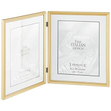 Lawrence Frames Antique Brass 8x10 Hinged Double Picture Frame - Bead Border Design