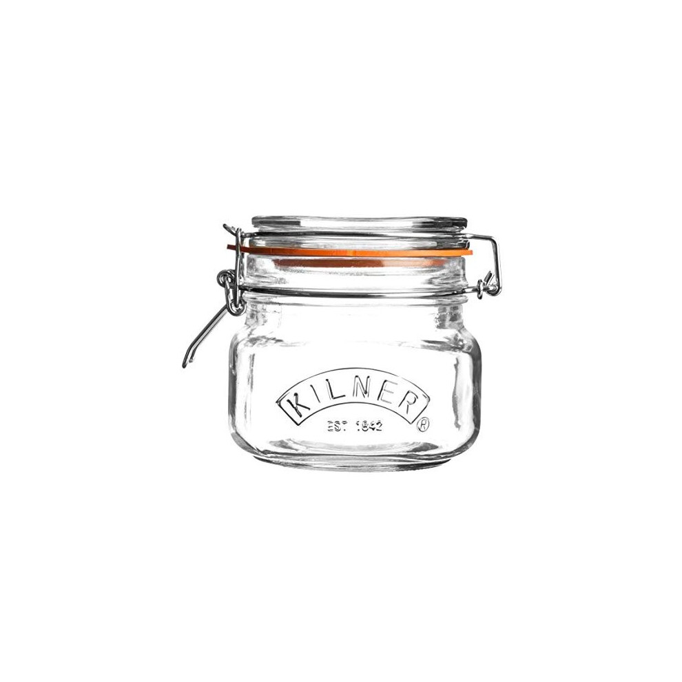 Kilner Square Clip Top Jar, Durable Glass Container with Airtight Seal for Home-canning, Preserving, and Stori