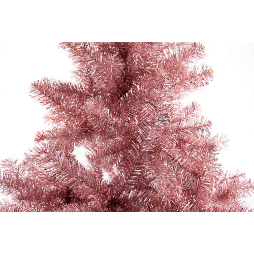 6Ft/1.8M Artificial Christmas Tree Rose Gold Shiny Tinsel Tips Bushy Look 1