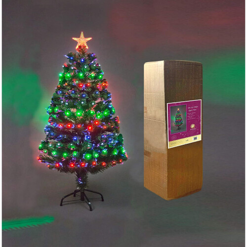 (4Ft) Multicolour 8 Modes Fibre Optic Christmas Tree LED Pre-Lit