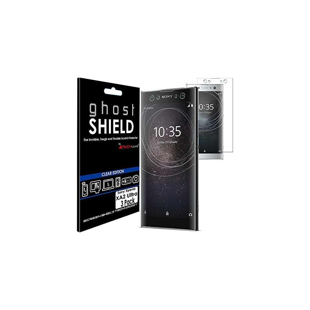 [3 Pack] TECHGEAR Screen Protectors to fit Sony Xperia XA2 Ultra [ghostSHIELD Edition] Genuine Reinforced Flexible TPU Screen Protector Guard Covers