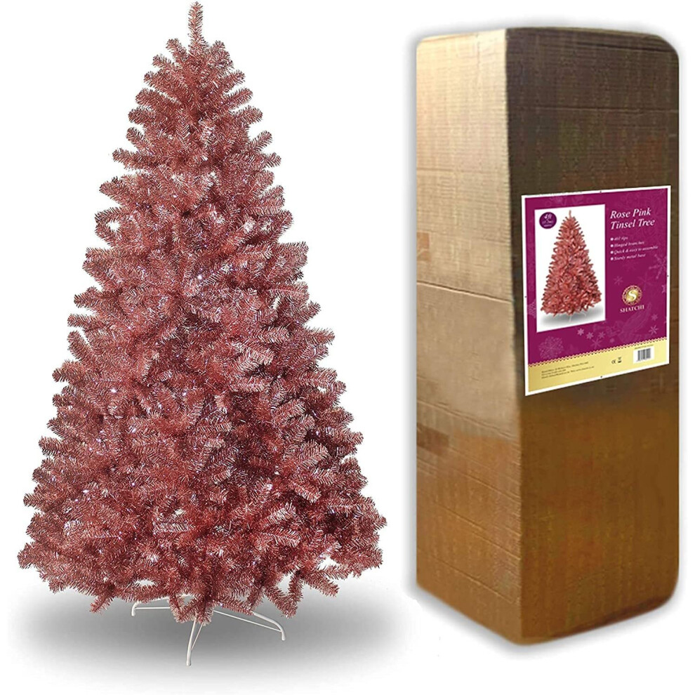 7FT Rose Gold Christmas Tree Shiny Tinsels