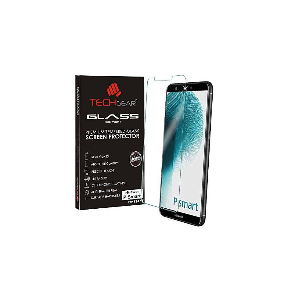 TECHGEAR Screen Protector fits Huawei P Smart (2018) - GLASS Edition Genuine Tempered Glass Screen Protector Guard Cover Compatible with Huawei P