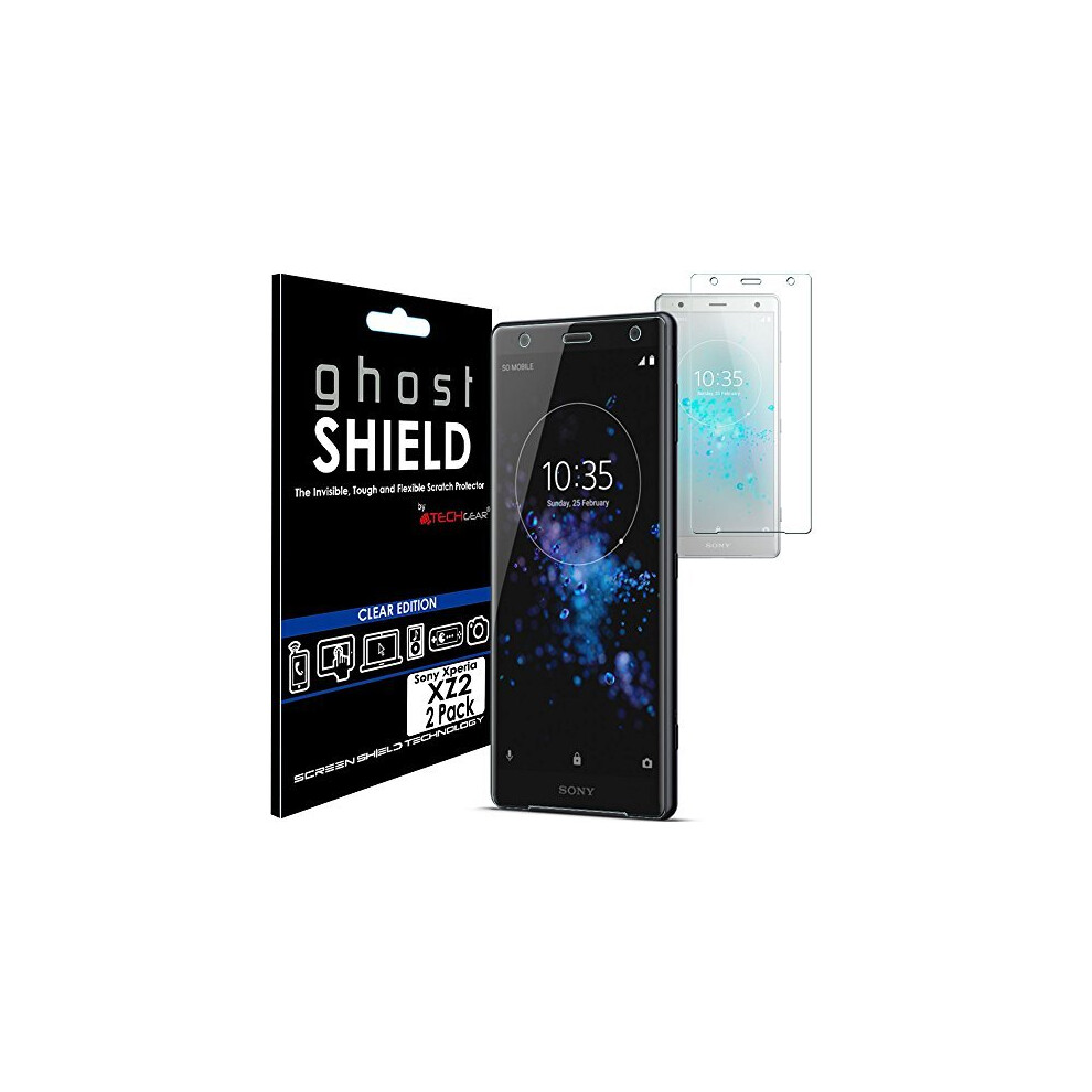 [2 Pack] TECHGEAR Screen Protectors to fit Sony Xperia XZ2 [ghostSHIELD Edition] Genuine Reinforced TPU Screen Protector Guard Covers with Full Screen