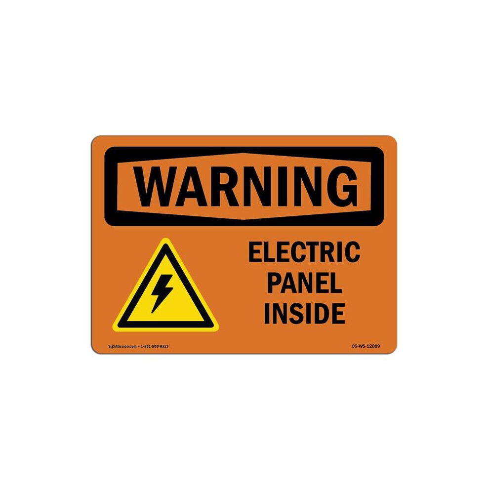 SignMission OS-WS-D-710-L-12089 OSHA Warning Sign - Electric Panel Inside with Symbol-image-OPC-PB628MF-NEW