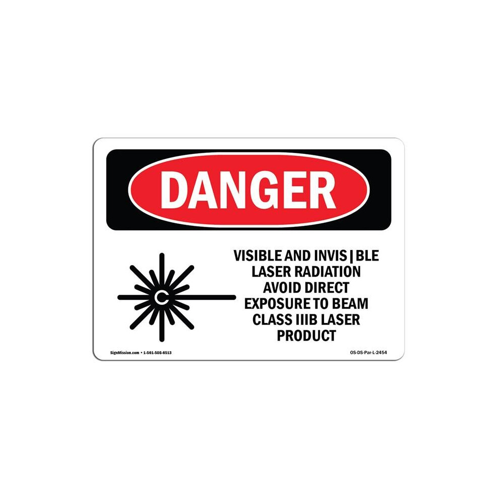 SignMission OS-DS-D-710-L-2454 OSHA Danger Sign - Visible & Invisible Laser-image-OPC-PB628PN-NEW