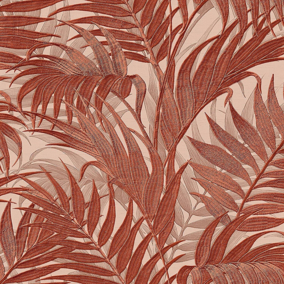 Tropical Palm Leaf Orange Wallpaper Design Id Textured Paste The Wall Vinyl 8809807600930