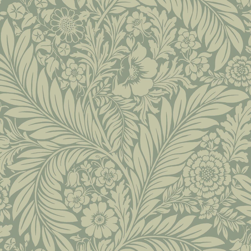 Belgravia Florence Light Green Floral Leaf Wallpaper Contemporary Flower 5018323007205