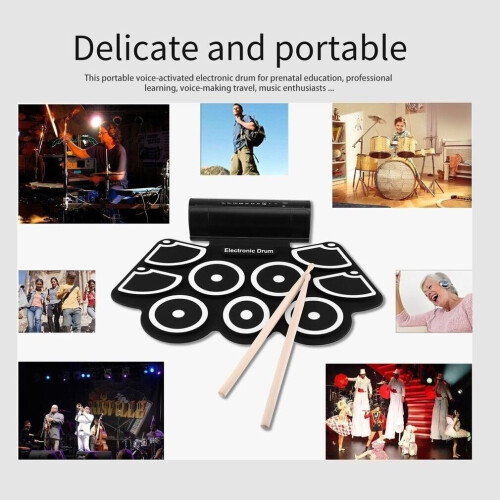 Digital Drum, Speaker 9 Pads Portable Electronic Drum Roll up Pad 1