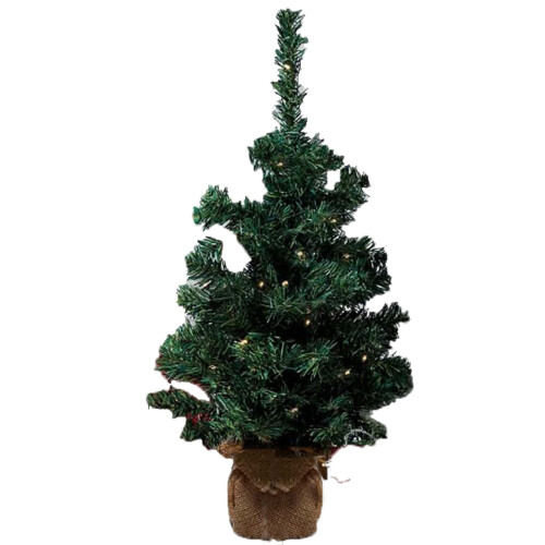 (Green) AAMEN 2ft Pre-Lit Tree With 20 Warm White LED Lights