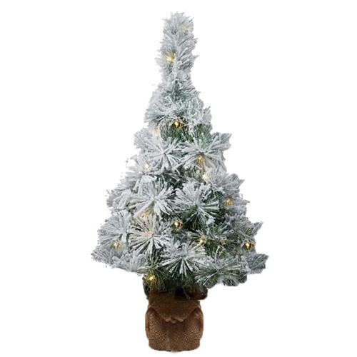 (White) AAMEN 2ft Pre-Lit Tree With 20 Warm White LED Lights 1