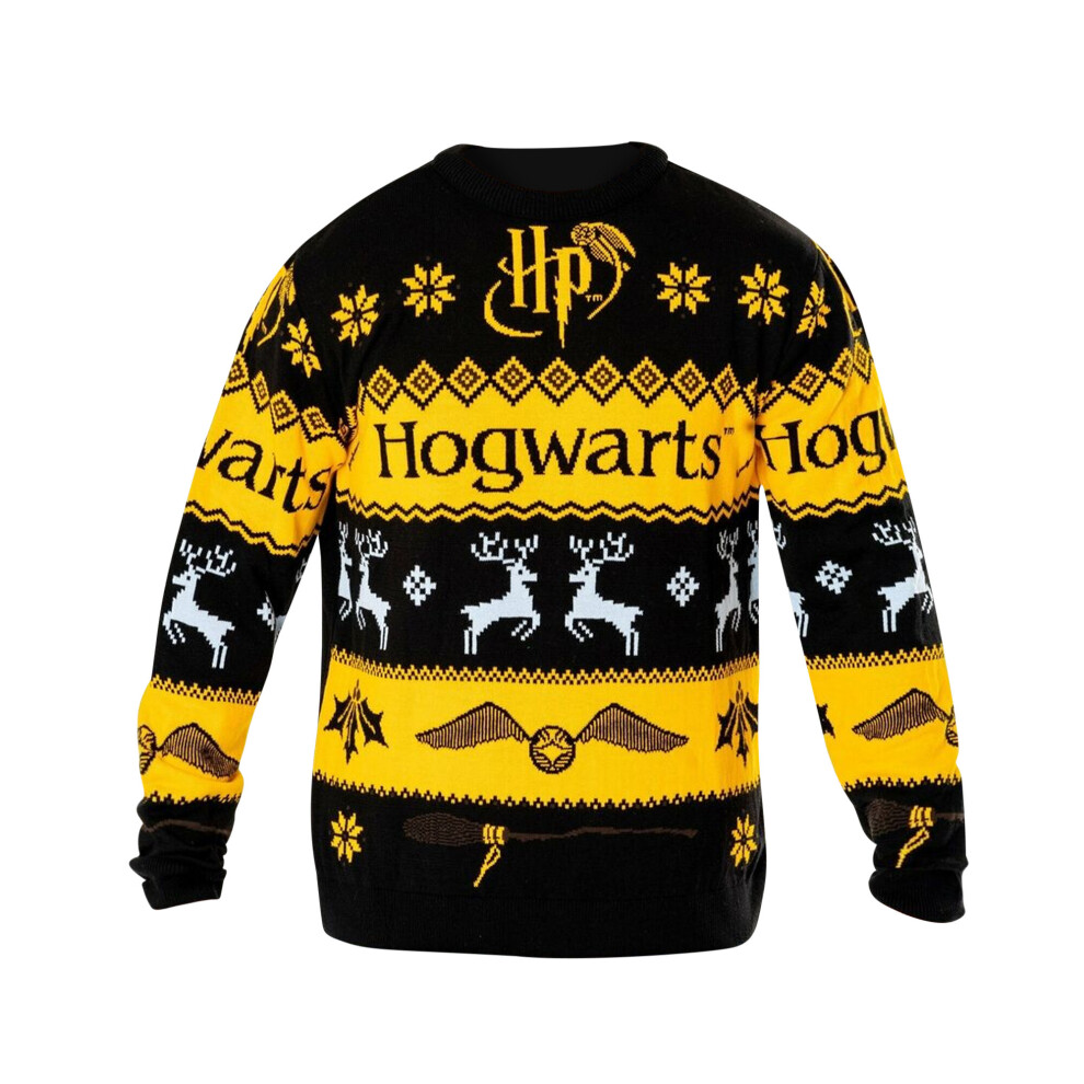 (2XL, Black/Yellow) Harry Potter Unisex Adult Knitted Christmas Jumper