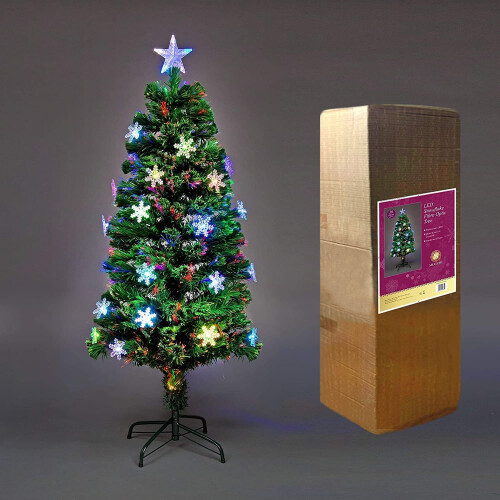 (3Ft) Snowflakes Fibre Optic Christmas Tree LED Pre-Lit