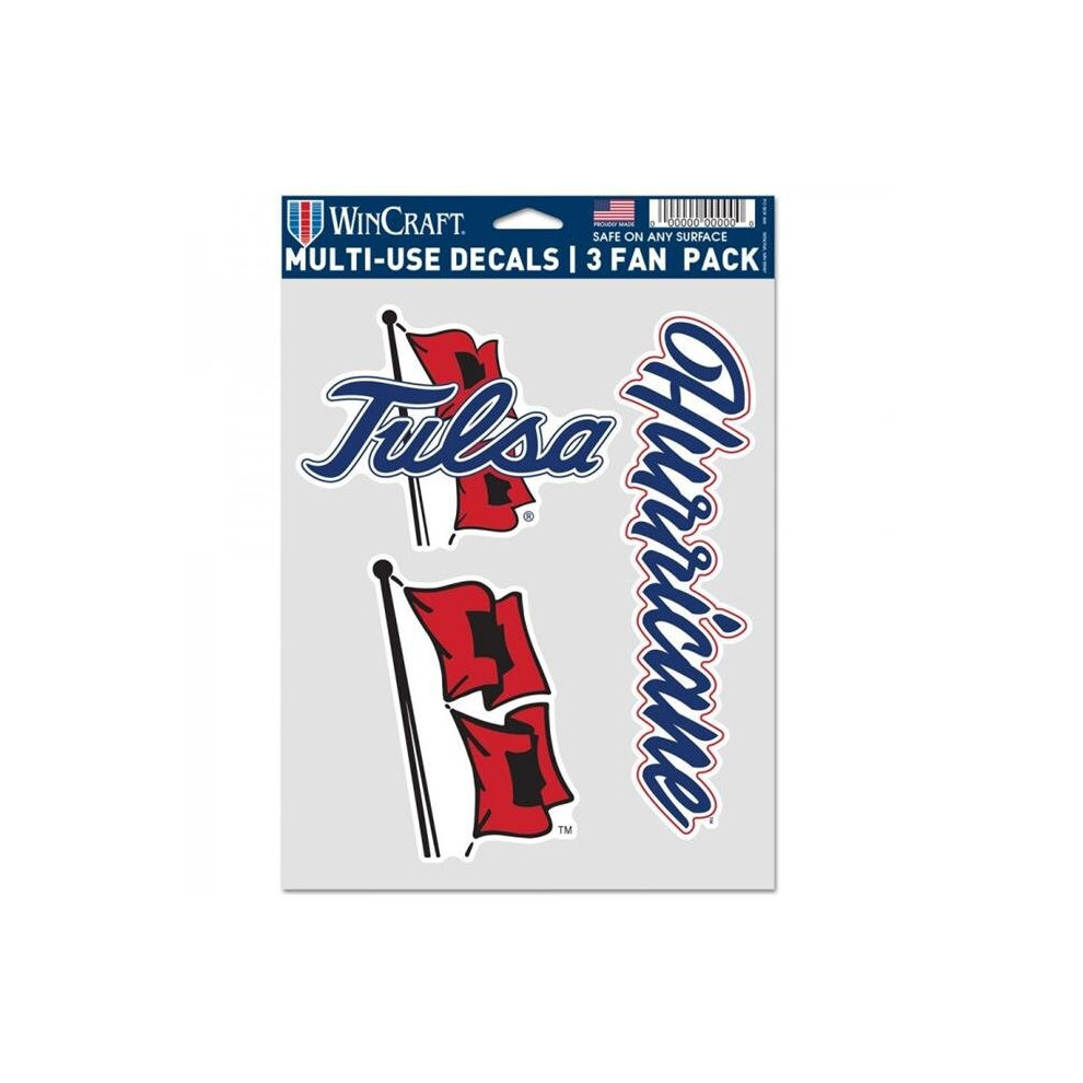 212 Main Wc11782320 3.5 In. Tulsa Hurricanes Fan Pack Decals, Pack Of 3 Golden 194166117822