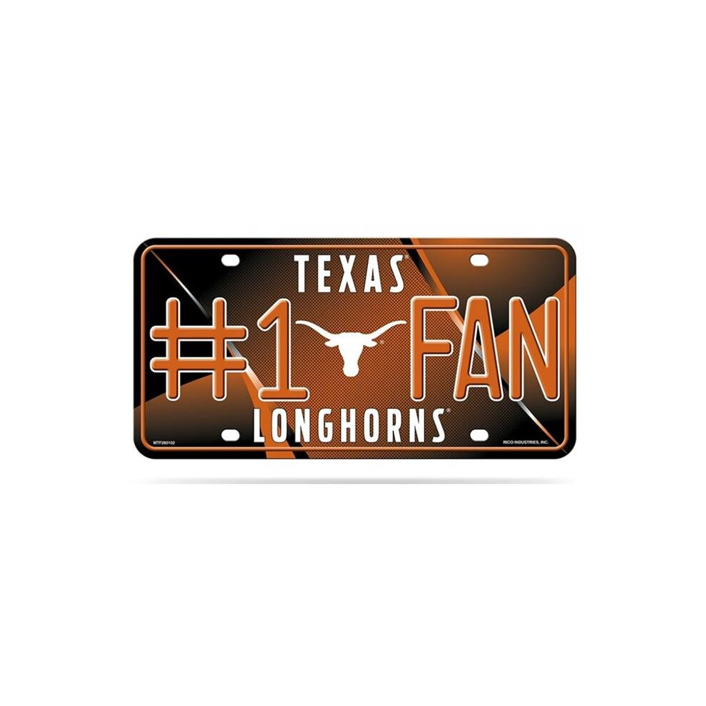 212 Main Mtf260102 6 X 12 In. Texas Longhorns No.1 Fan Metal License Plate 767345304131