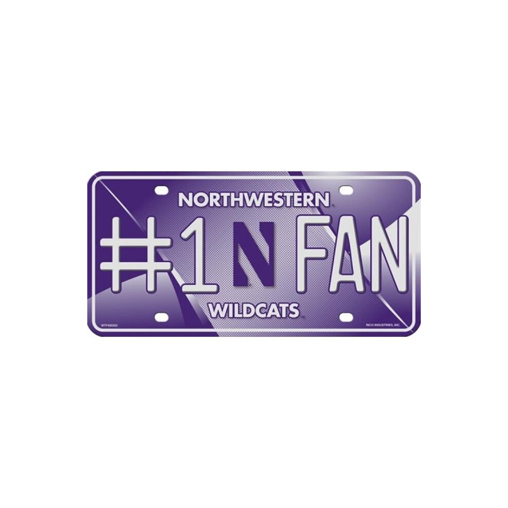 212 Main Mtf400202 6 X 12 In. Northwestern Wildcats No.1 Fan Metal License Plate 767345297129