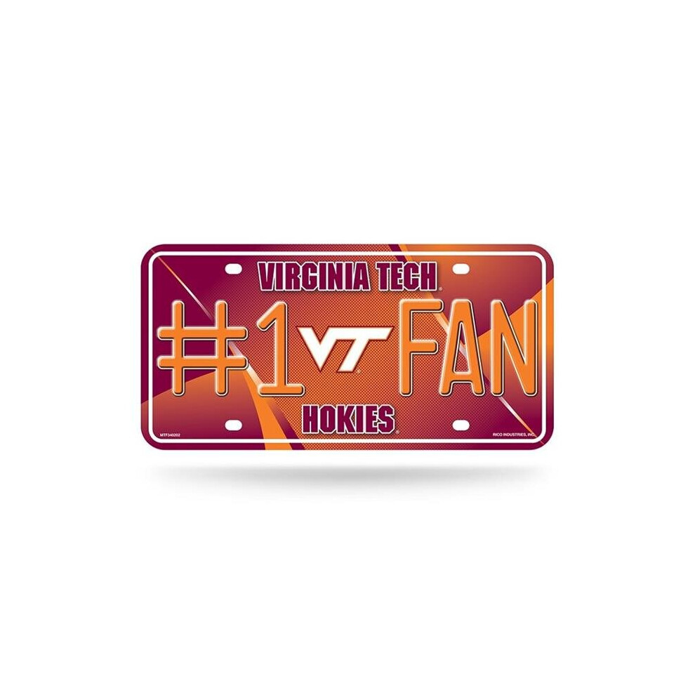 212 Main Mtf340202 6 X 12 In. Virginia Tech Hokies No.1 Fan Metal License Plate 767345289193