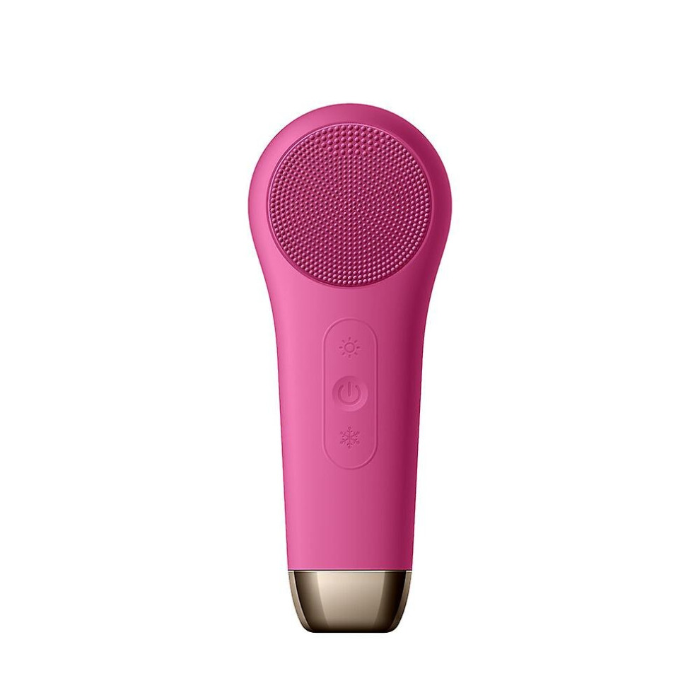 Red (Rose ) Electric Facial Cleansing Brush Waterproof Hot Cold Compress Facial Cleaner