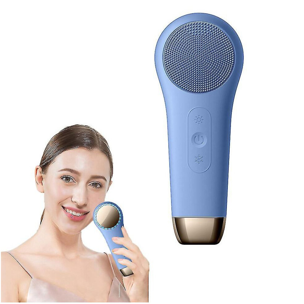 Blue (Blue) Electric Facial Cleansing Brush Waterproof Hot Cold Compress Facial Cleaner
