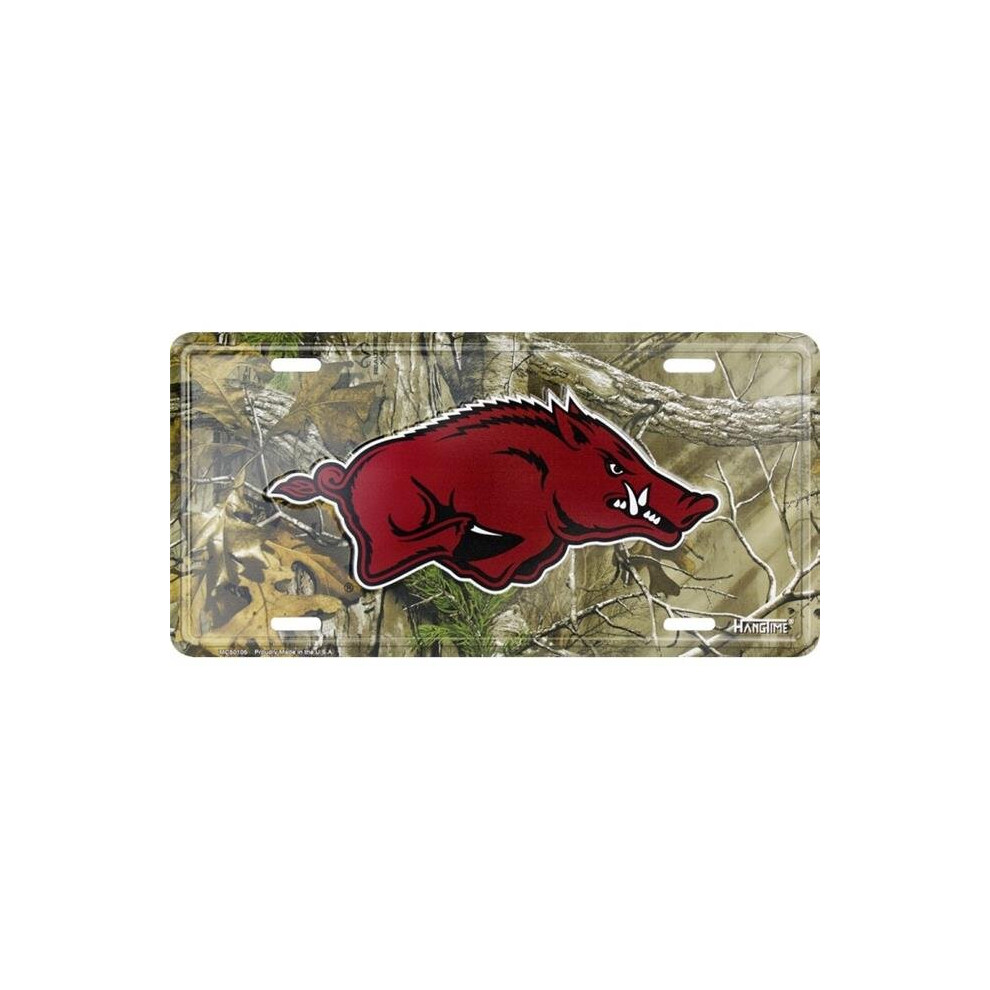 212 Main Mc50105 6 X 12 In. Arkansas Razorbacks Woodland Metal License Plate 783935027266