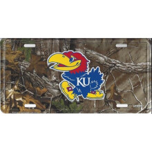 212 Main MC50123 6 x 12 in. Kansas Jayhawks Woodland Embossed Metal License Plate