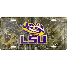 212 Main MC50121 6 x 12 in. LSU Louisiana State Tigers Woodland Metal License Plate