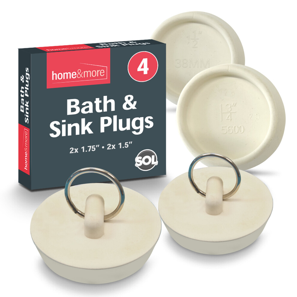 4 Rubber Bath Plugs Universal Sink 38/45mm Basin Bathroom Kitchen