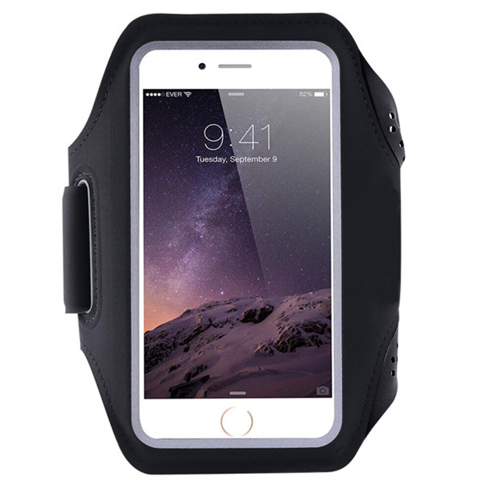 Sports Jogging Running Arm Band Strap ID Phone Holder Armband < 6.5'' Black Universal Breathable