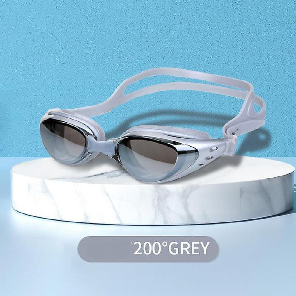 Nearsighted Shortsighted Myopia Glasses Swim Goggles,swimming Goggles Professional Anti Fog Swim Goggles For Women Men Adult Youth Kids-grey(200