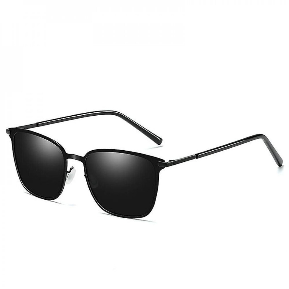 Pair Of Day Night Square Frame Polarized P0864 Metal Sunglasses For Driving/fishing (black Frame Grey)