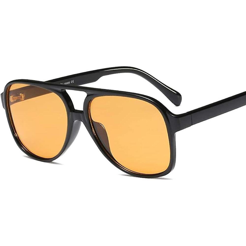Vintage Retro 70s Sunglasses For Women Men Classic Large Squared Aviator Frame Uv400 Horn Rimmed Glasses