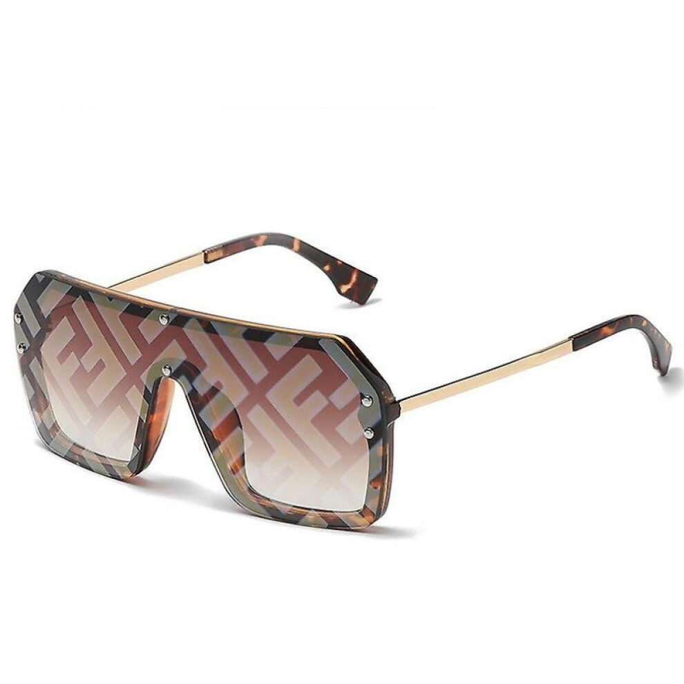 New Large Frame Trend Letter Sunglasses Personality Conjoined Watermark Lens Men And Women Fashion All-match Sunglasses