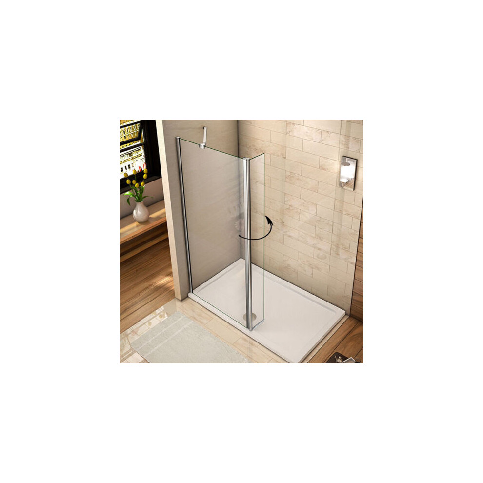 (700mm) Walk In Shower Enclosure Wet Room Screen&Flipper 8mm NANO Glass Panel