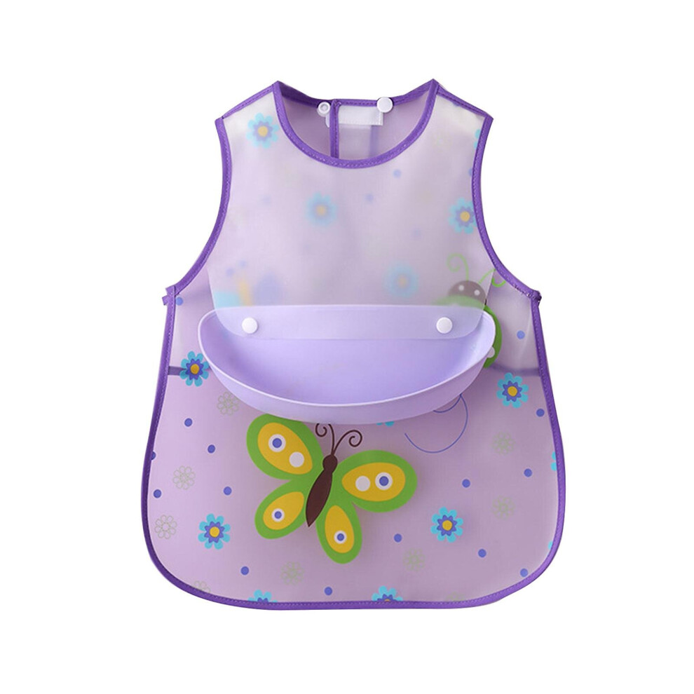 (Butterfly) Baby Bib Vest Soft Waterproof Stain Resistant Feeding Bib With Pocket For Infant