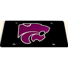 212 Main S18712 6 x 12 in. Kansas State Wildcats Black & Purple Laser License Plate