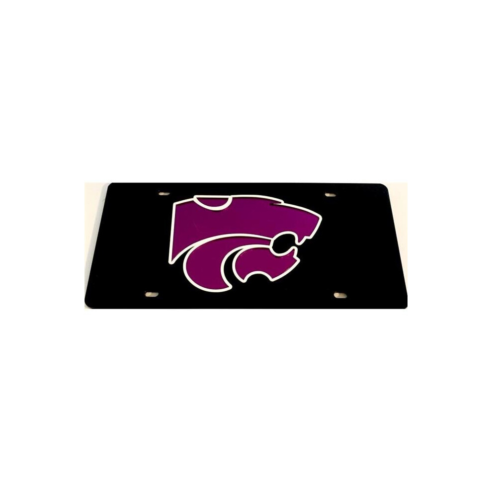 212 Main S18712 6 X 12 In. Kansas State Wildcats & Laser License Plate Black/Purple 614934187128