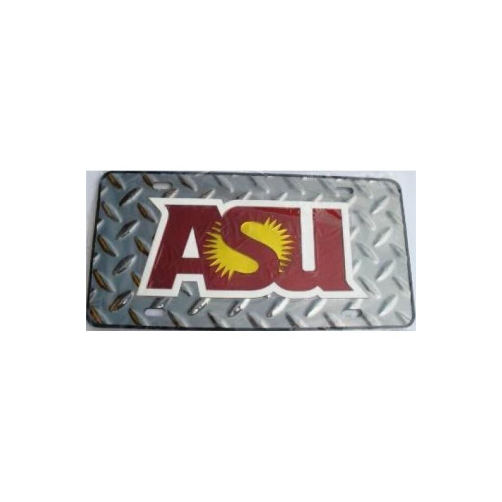 212 Main Lm620276 6 X 12 In. Arizona State Sun Devils Asu Diamond Laser License Plate Silver 606524620276