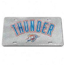 212 Main WCS73760 6 x 12 in. Oklahoma City Thunder Script Silver Glitter Laser License Plate