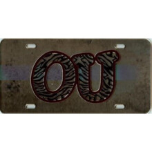 212 Main 168181 6 x 12 in. Oklahoma Sooners Zebra Laser License Plate