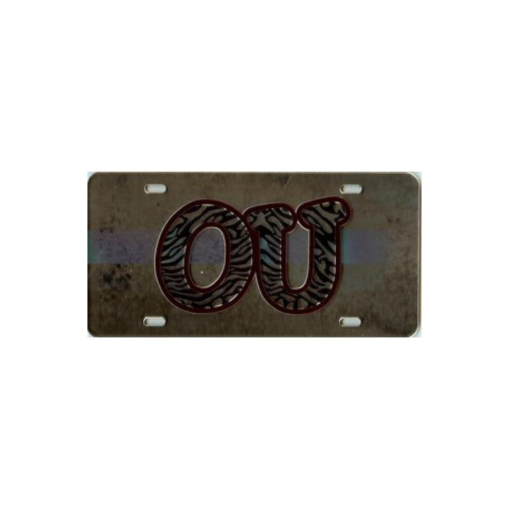 212 Main 168181 6 X 12 In. Oklahoma Sooners Zebra Laser License Plate 606524168181