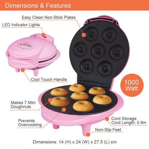 Global Gizmos 35580 Mini Doughnut Maker / Non-Stick Plates, Cool Touch 1