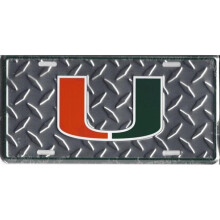 212 Main 2767 6 x 12 in. University of Miami Hurricanes Diamond Plate License Plate