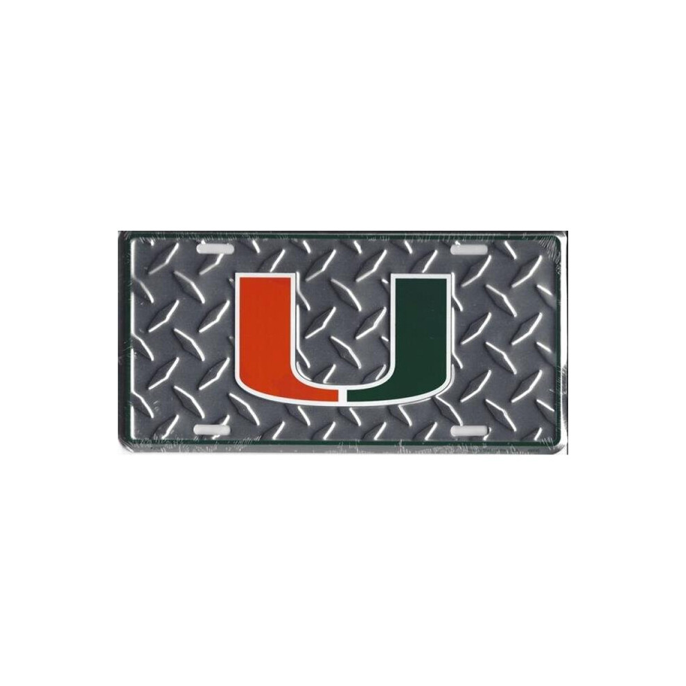 212 Main 2767 6 X 12 In. University Of Miami Hurricanes Diamond Plate License Plate 783935029208