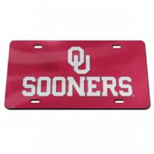212 Main WCS0583519 6 x 12 in. OU Sooners Script Red Laser License Plate