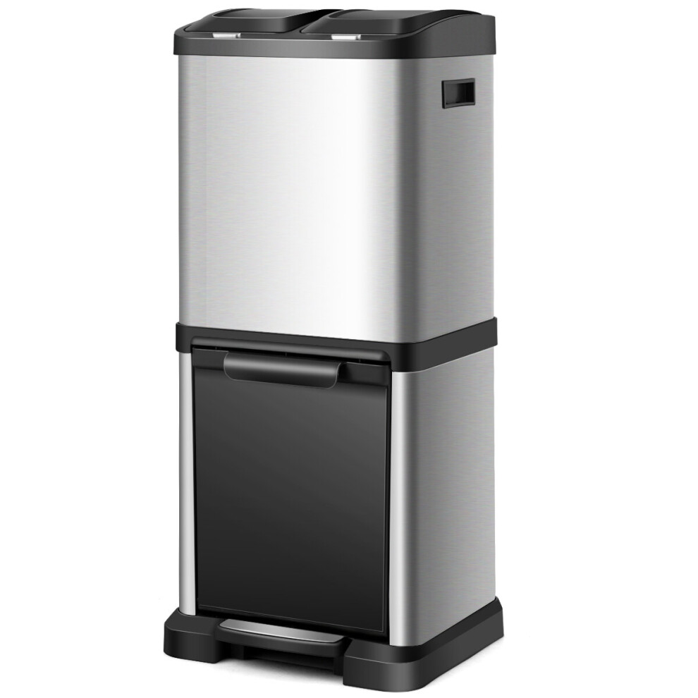 32L Kitchen Trash Bin Home Recycling Pedal Rubbish Can Waste Recycle