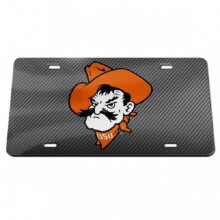 212 Main WCS04588 6 x 12 in. OSU Pistol Pete Carbon Fiber Design Laser License Plate